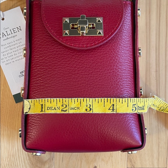 NWT Anna Paola Genuine Italian Leather Cherry Red Handbag - Picture 12 of 16